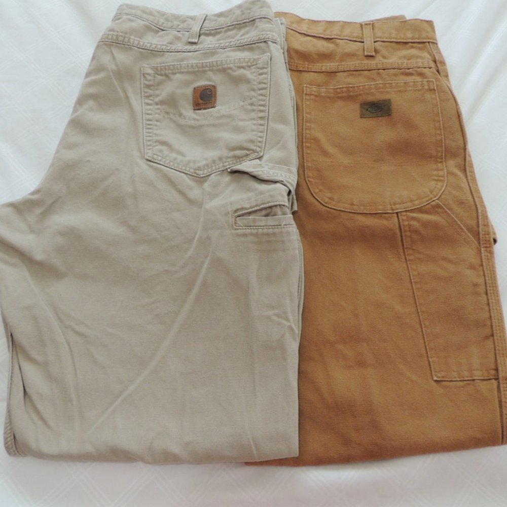 LOT OF 2 MENS CARHARTT DICKIES COTTON PANTS 38x32